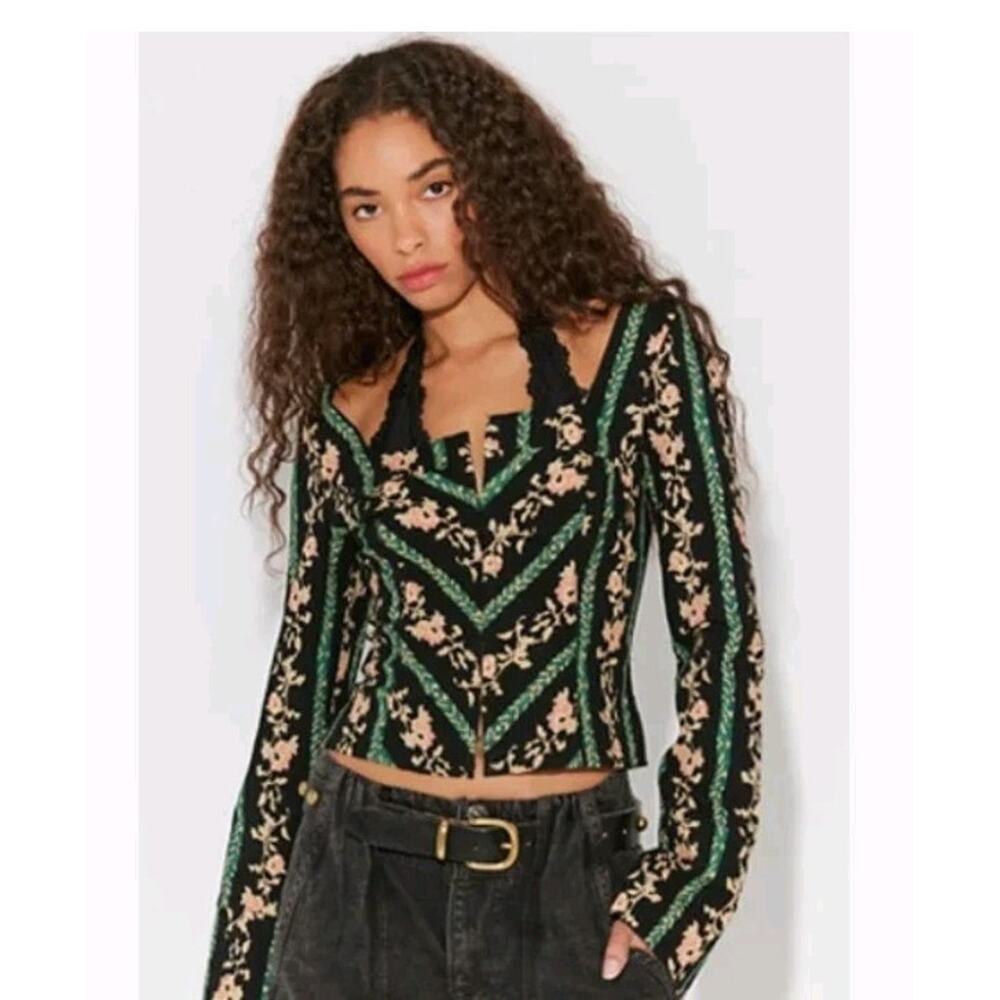 Free People Asher Printed Top Sz Small New - Picture 2 of 7